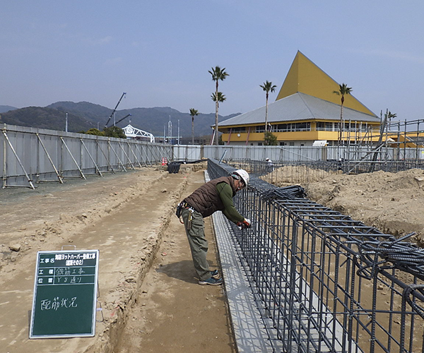 海陽ヨットハーバー整備工事　基礎配筋工事1